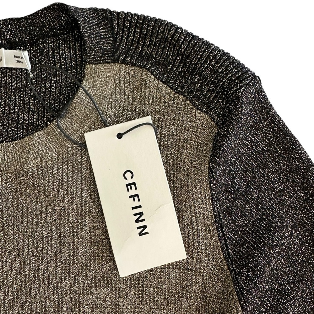 Nwt Cefinn Remi Lurex Bi-Color Crewneck Jumper Sweater Gold Metallic Uk M Us 6-8 — image 5 of 8